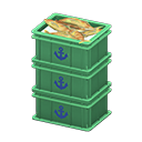 Animal Crossing Items Stacked fish containers Anchor Label Green