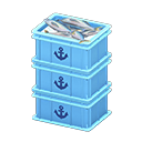 Animal Crossing Items Stacked fish containers Anchor Label Light blue