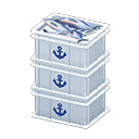 Animal Crossing Items Stacked fish containers Anchor Label White