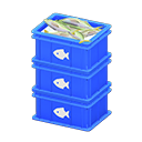 Animal Crossing Items Stacked fish containers Fish Label Blue