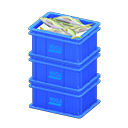 Animal Crossing Items Stacked fish containers Logo Label Blue