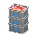 Animal Crossing Items Stacked fish containers Logo Label Gray