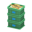 Animal Crossing Items Stacked fish containers Logo Label Green