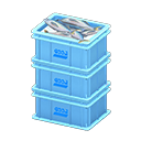 Animal Crossing Items Stacked fish containers Logo Label Light blue