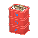 Animal Crossing Items Stacked fish containers Logo Label Red