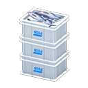 Animal Crossing Items Stacked fish containers Logo Label White