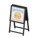 Animal Crossing Items Standing shop sign Hamburger Sign design Black