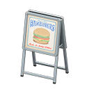 Animal Crossing Items Standing shop sign Hamburger Sign design Silver