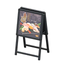 Animal Crossing Items Standing shop sign Sushi Sign design Black