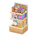 Animal Crossing Items Store shelf Imported foods Displayed items Light wood