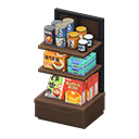 Animal Crossing Items Store shelf Japanese foods Displayed items Dark wood