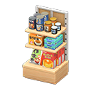 Animal Crossing Items Store shelf Japanese foods Displayed items Light wood