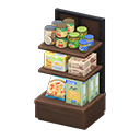 Animal Crossing Items Store shelf Organic products Displayed items Dark wood