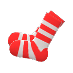 Animal Crossing Items Striped Socks Red