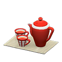 Animal Crossing Items Tea Set Red / Gray