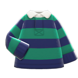 Animal Crossing Items Thick-stripes Shirt Green & navy