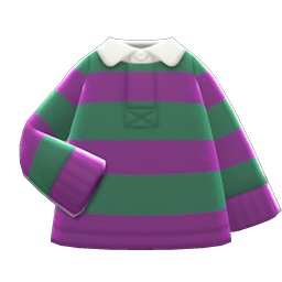 Animal Crossing Items Thick-stripes Shirt Green & purple