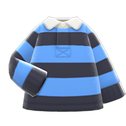 Animal Crossing Items Thick-stripes Shirt Light blue & black