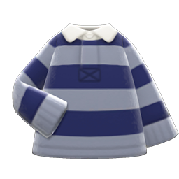 Animal Crossing Items Thick-stripes Shirt Navy & gray