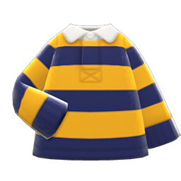 Animal Crossing Items Thick-stripes Shirt Yellow & navy