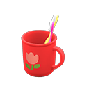 Animal Crossing Items Toothbrush-and-cup set Tulip Cup design Red