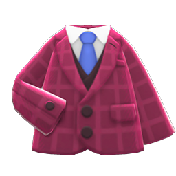 Animal Crossing Items Tweed Jacket Berry red