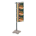 Animal Crossing Items Vertical banner Fast food Flag design Black