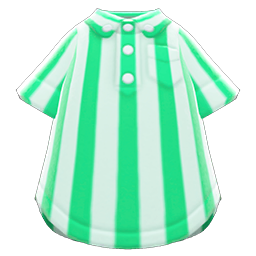 Animal Crossing Items Vertical-stripes Shirt Green