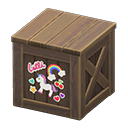 Animal Crossing Items Wooden box Bright stickers Label Dark brown