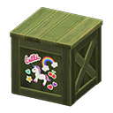 Animal Crossing Items Wooden box Bright stickers Label Green