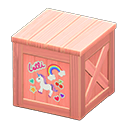 Animal Crossing Items Wooden box Bright stickers Label Pink