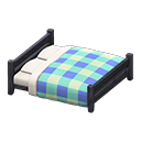 Animal Crossing Items Wooden Double Bed Black / Blue