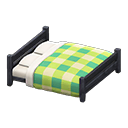 Animal Crossing Items Wooden Double Bed Black / Green