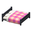 Animal Crossing Items Wooden Double Bed Black / Pink