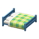 Animal Crossing Items Wooden Double Bed Blue / Green