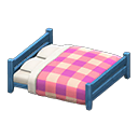 Animal Crossing Items Wooden Double Bed Blue / Pink