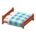 Animal Crossing Items Wooden Double Bed Cherry wood / Blue