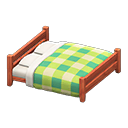 Animal Crossing Items Wooden Double Bed Cherry wood / Green