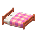 Animal Crossing Items Wooden Double Bed Cherry wood / Pink