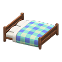 Animal Crossing Items Wooden Double Bed Dark wood / Blue