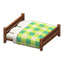 Animal Crossing Items Wooden Double Bed Dark wood / Green