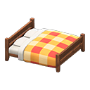 Animal Crossing Items Wooden Double Bed Dark wood / Orange