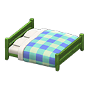 Animal Crossing Items Wooden Double Bed Green / Blue