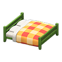 Animal Crossing Items Wooden Double Bed Green / Orange