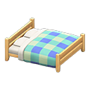 Animal Crossing Items Wooden Double Bed Light wood / Blue