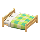 Animal Crossing Items Wooden Double Bed Light wood / Green