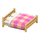 Animal Crossing Items Wooden Double Bed Light wood / Pink