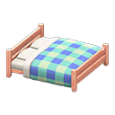 Animal Crossing Items Wooden Double Bed Pink wood / Blue