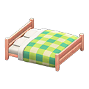 Animal Crossing Items Wooden Double Bed Pink wood / Green