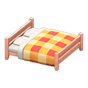 Animal Crossing Items Wooden Double Bed Pink wood / Orange